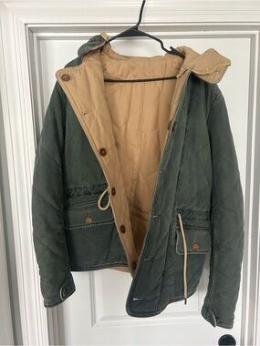 Men's Green Quilted Jacket with Tan Lining